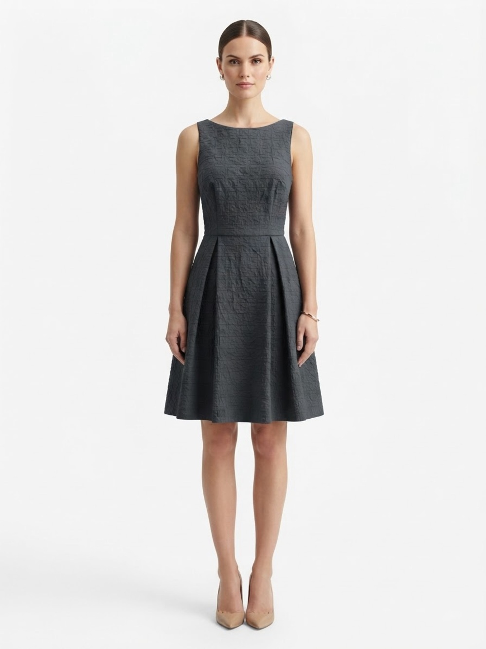 Armani Collezioni Textured Sleeveless Fit-and-Flare Dress 12